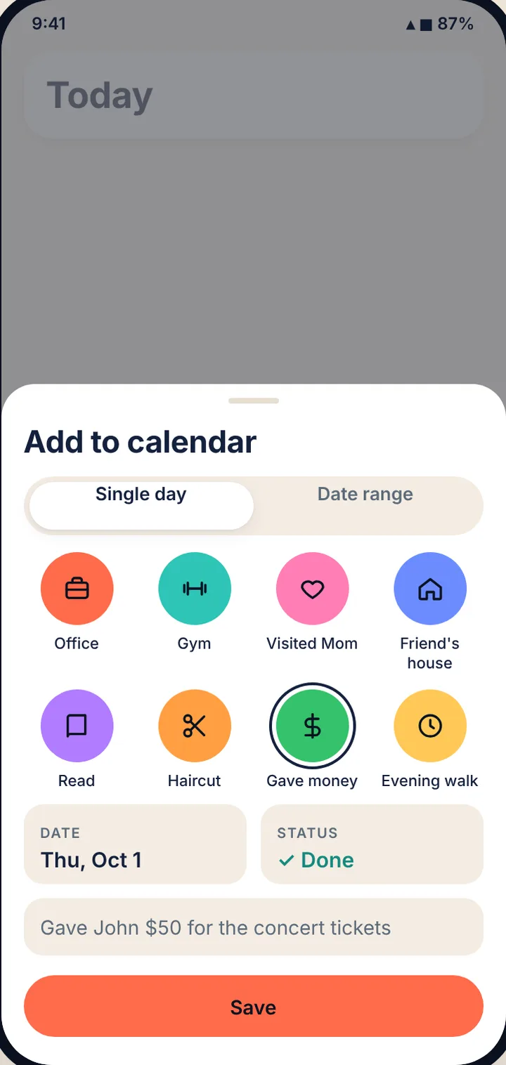 Habit Tracker: Add to calendar